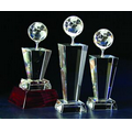 9 1/2" Globe Optical Crystal Award w/ Trapezoid Base